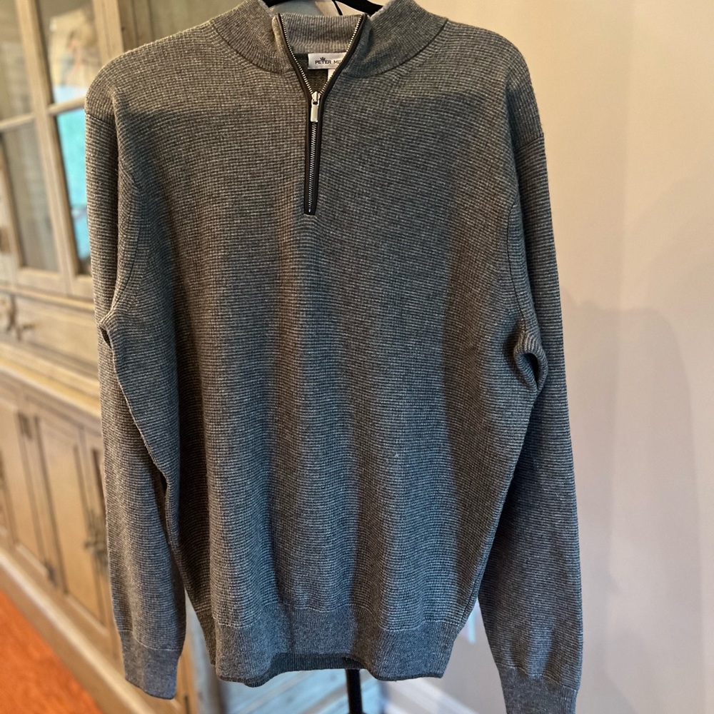 Peter Milar - Men's Gray Half-Zip Sweater